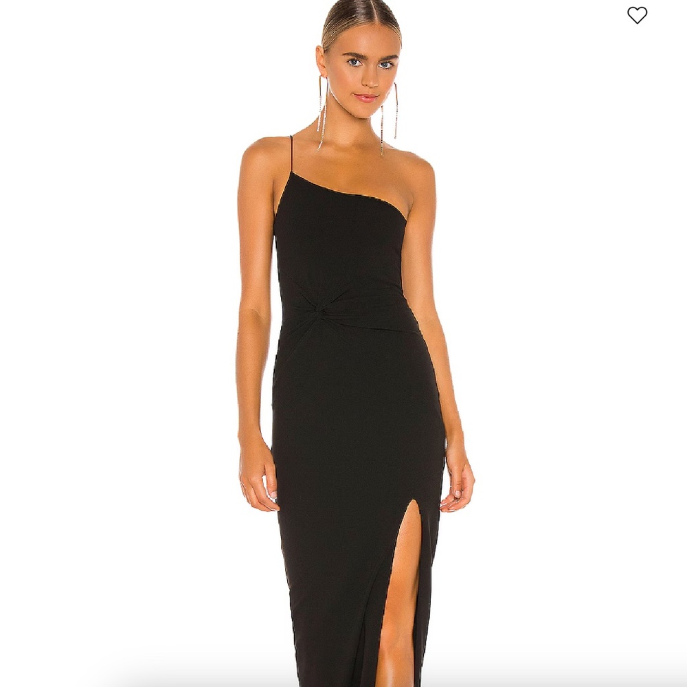 Nookie Lust One Shoulder Gown Size XS Black Side Slit Max Dress Zip Back Sexy - Picture 2 of 4